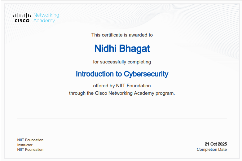 NidhiBhagat0112's tweet image. I have always been eager to learn, explore, and understand how things work especially when it comes to solving real problems through technology.
#Cybersecurity #CiscoNetworkingAcademy #LearningJourney #DigitalSafety #TechForGood @techmahindracsr  @TechMahindraIES