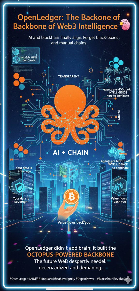 deonly_bigdaddi's tweet image. The chain is now a transparent computational lab, using VERIFIED TRUTH. Value flows back to you.
OpenLedger didn&apos;t add a brain; it built the OCTOPUS-POWERED BACKBONE Web3 desperately needed.
The future is here, decentralized and demanding 
#OpenLedger #KaitoAI #ModularAI