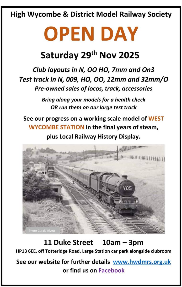 HWDMRS's tweet image. Thank you to all who attended our MRX25 model railway exhibition. 
Our next exhibition is MRX26 on 11th April 2026. 
To find out more about us come 
 along to our clubroom open day on Saturday 29th November at Duke Street #highwycombe 
#modelrailways
HWDMRS.org.uk