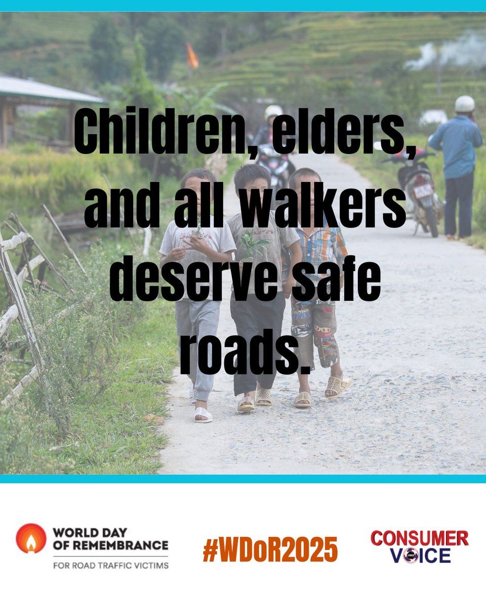 ConsumerVoiceIn's tweet image. Children, elders, and all walkers deserve safe roads. Adopting speed management is a proven way to protect vulnerable road users.

#WDoR2025 #WorldDayofRemembrance #RoadSafety #RememberSupportAct #SaferRoadsForAll