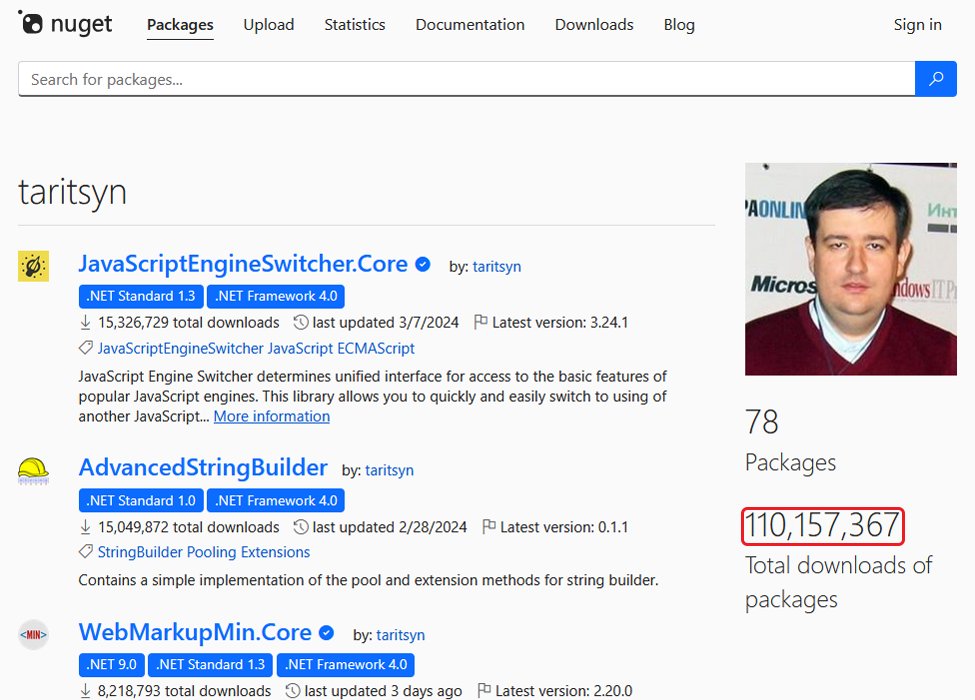 andrey_taritsyn's tweet image. The number of downloads of my NuGet packages exceeded 110,000,000 nuget.org/profiles/tarit…

#nuget #dotnet #opensource #oss