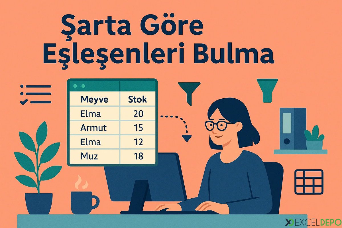 ExcelDepo's tweet image. wp.exceldepo.com/sarta-gore-esl… 
Şarta Göre Eşleşenleri Bulma, Excel&apos;de şarta bağlı eşleşme elde etmeyi formüller kullanarak nasıl yapacağınızı öğretmektedir 

wp.exceldepo.com/sarta-gore-esl…
