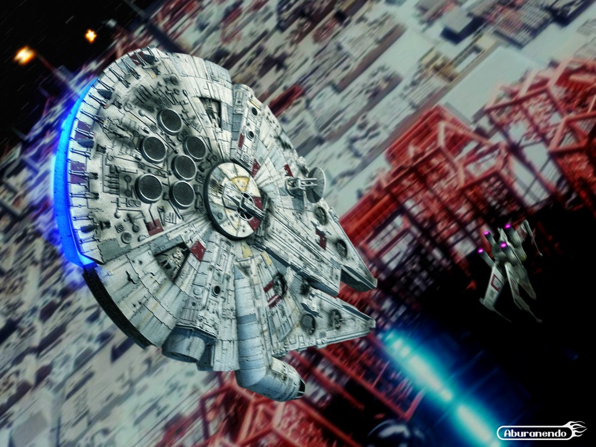 Ani_Kuzunishi's tweet image. RoJに出て来る機体がほぼ揃ったので撮影＋合成作業中。イメージ的には「Pull up!! All craft pull up!!」手前くらい。こうして見ると徐々に過去作と繋がってきた感。
#mpc #BANDAI #StarWars #ReturnOfTheJedi