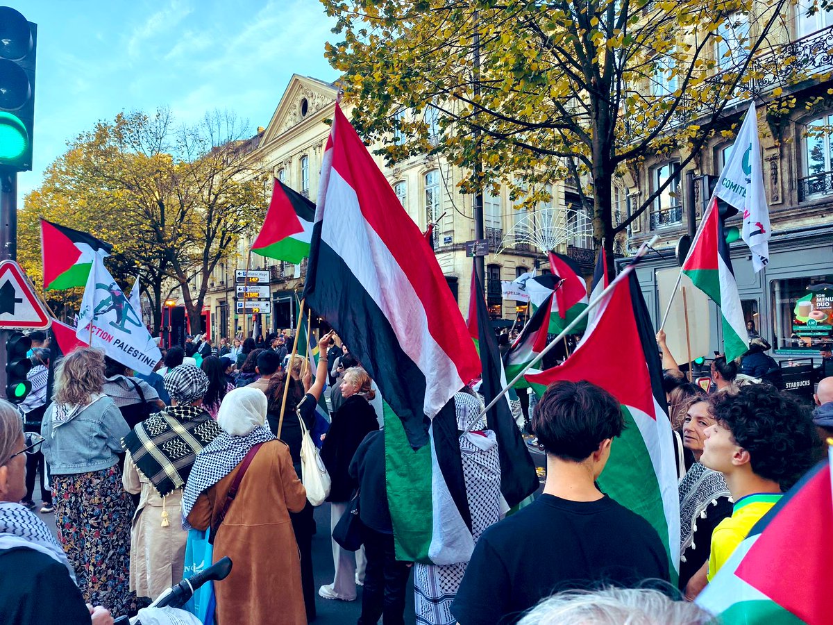 ComiteAction's tweet image. 1/4 Retour sur la 108ème manifestation du CAP à Bordeaux avec la @FSE_Bordeaux, le PCRF et les Alliés de la paix en soutien avec la lutte du peuple🇵🇸 et tous les pro🇵🇸 réprimés 
Merci à ts ceux qui ne sont là depuis + de 2 ans 
Palestine vivra ! Palestine vaincra ! 
#Gaza