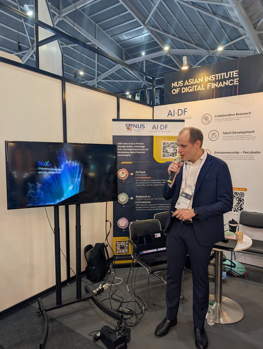 financexai's tweet image. A highlight of #SFF2025: presenting finaXai at the AIDF (NUS) booth inside the festival.
Proud to be selected for their Fincubator programme and to showcase our explainable AI tech to industry and researchers.

#explainableAI