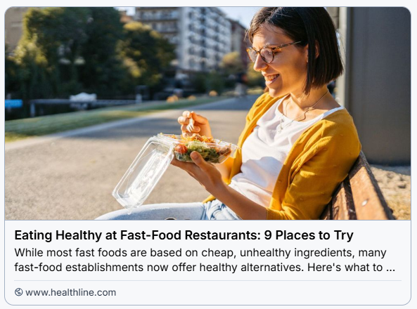 DietitianOnline's tweet photo. Healthier Fast Food Options. 10 Fast-Food Restaurants That Serve Healthy Foods, by Adda Bjarnadottir, #RDN. Many fast-food restaurants offer nutritious options, including wraps, salads, and burritos. #Healthline #fastfoods National Fast-Food Day.
https://t.co/0UQ8oyHdBD https://t.co/qhvjadwD4K
