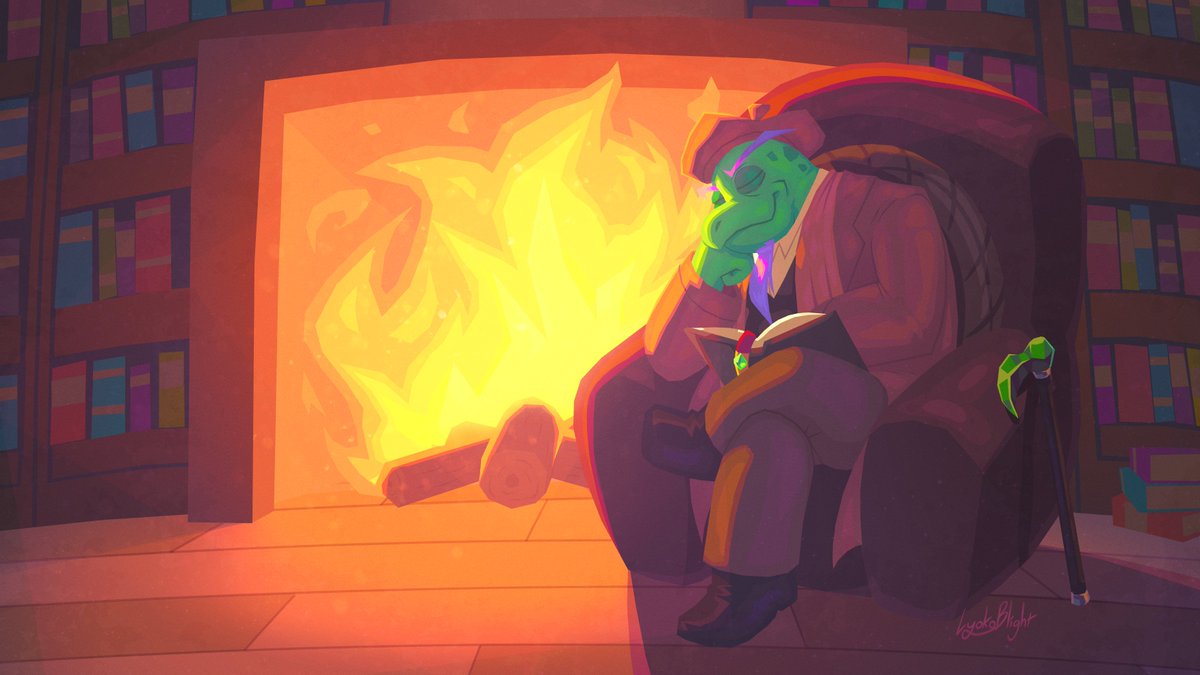 lyokoblight's tweet image. The hearth glows brightly, pressing the night&apos;s chill away.

#deltarune #gersonboom