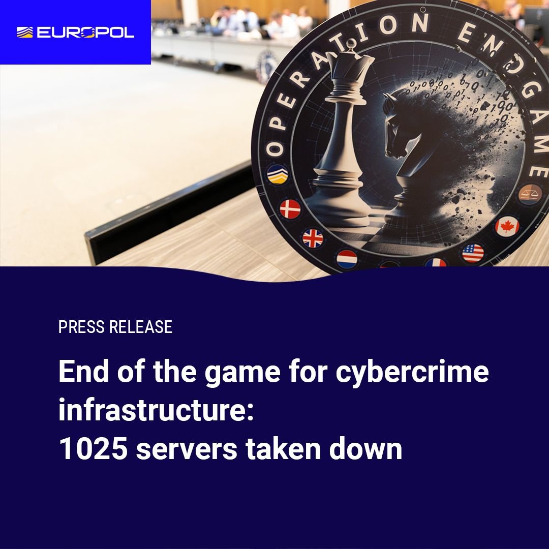 #Cybercriminalité | Dernière phase de l’opération internationale Endgame 3.0, coordonnée par <a href="/Europol/">Europol</a> et <a href="/Eurojust/">Eurojust</a>. Cette action a visé trois outils majeurs utilisés par les cybercriminels, responsables de centaines de milliers d’ordinateurs infectés dans le monde. Résultat : 🌍