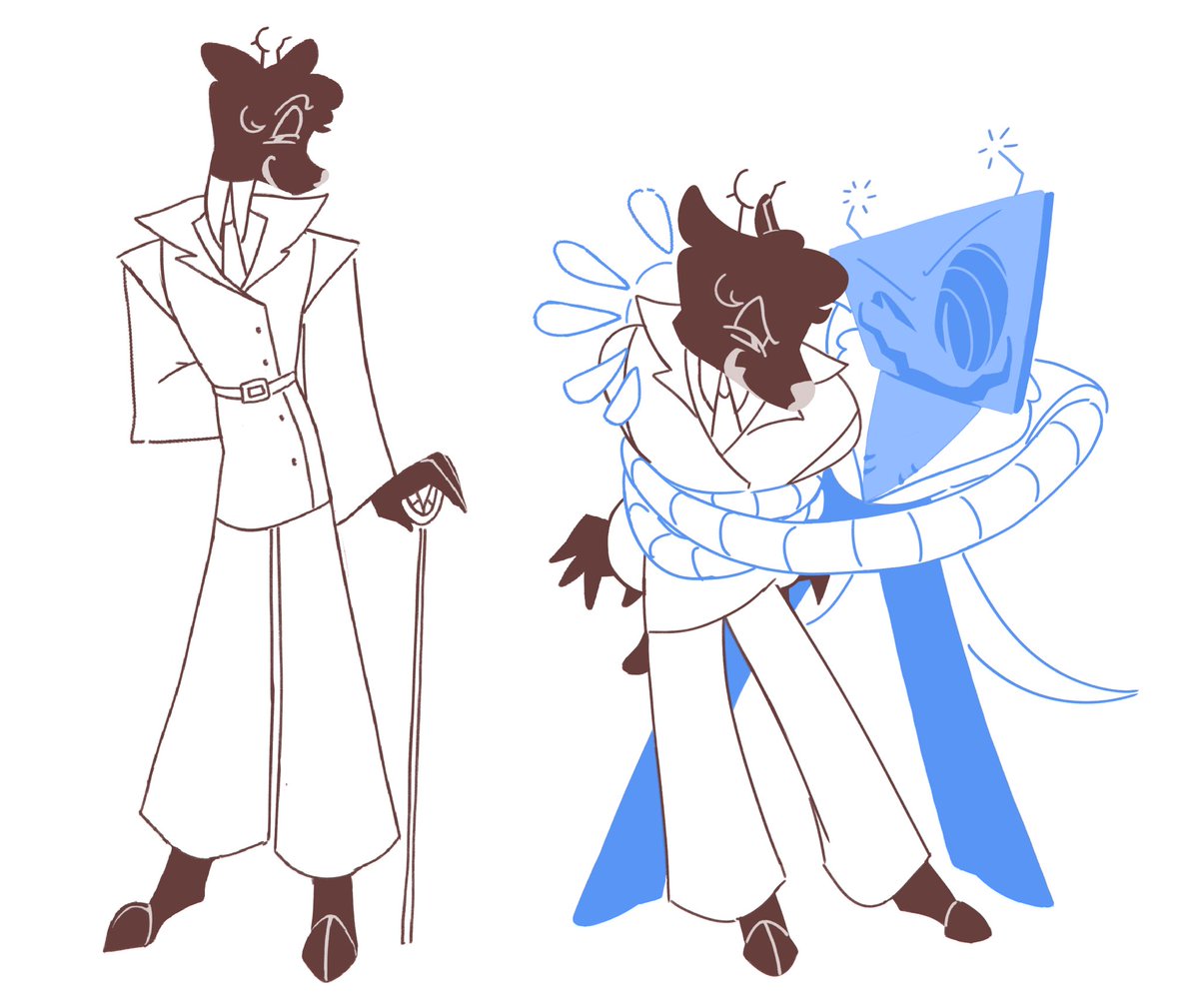 KaydenKreates's tweet photo. Missed opportunity to make Alastor a shadow to compare to Vox’s (artificial) light 
Also all robots I draw can only have loopy arms - I don’t make the rules 
#HazbinHotel https://t.co/gAUAqjTdM1