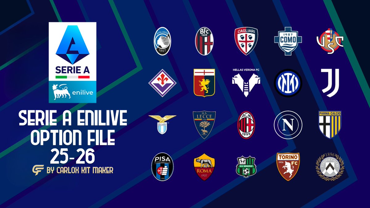 Carloxkitmaker's tweet image. 🇮🇹 SERIE A – Enilive Option File 25/26
La actualización completa del fútbol italiano para PES 2021 ya está disponible.
📥 DOWNLOAD
mediafire.com/file/wita07uqj…
#SerieA #OptionFile #PES2021 #Enilive #KitPack #PESCommunity #PESEdit #eFootball2021
CREDITS
@KitManCal 
@DN7_Kits 
@meryoju_