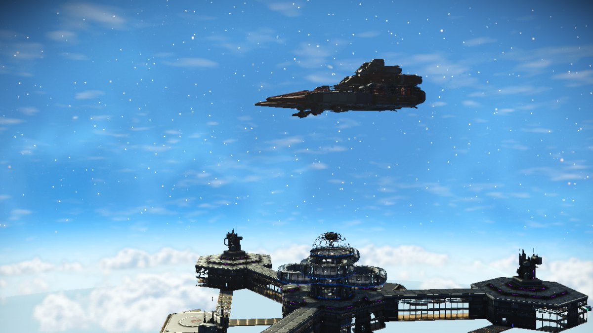 そういえば、観艦式と魔女の家以外あまり見に行ってないな。と適当に基地を探す。はるか遠方に何か見えたので近づいてみると・・・衛星軌道上に基地が!
#日本人コミュニティ地球型惑星