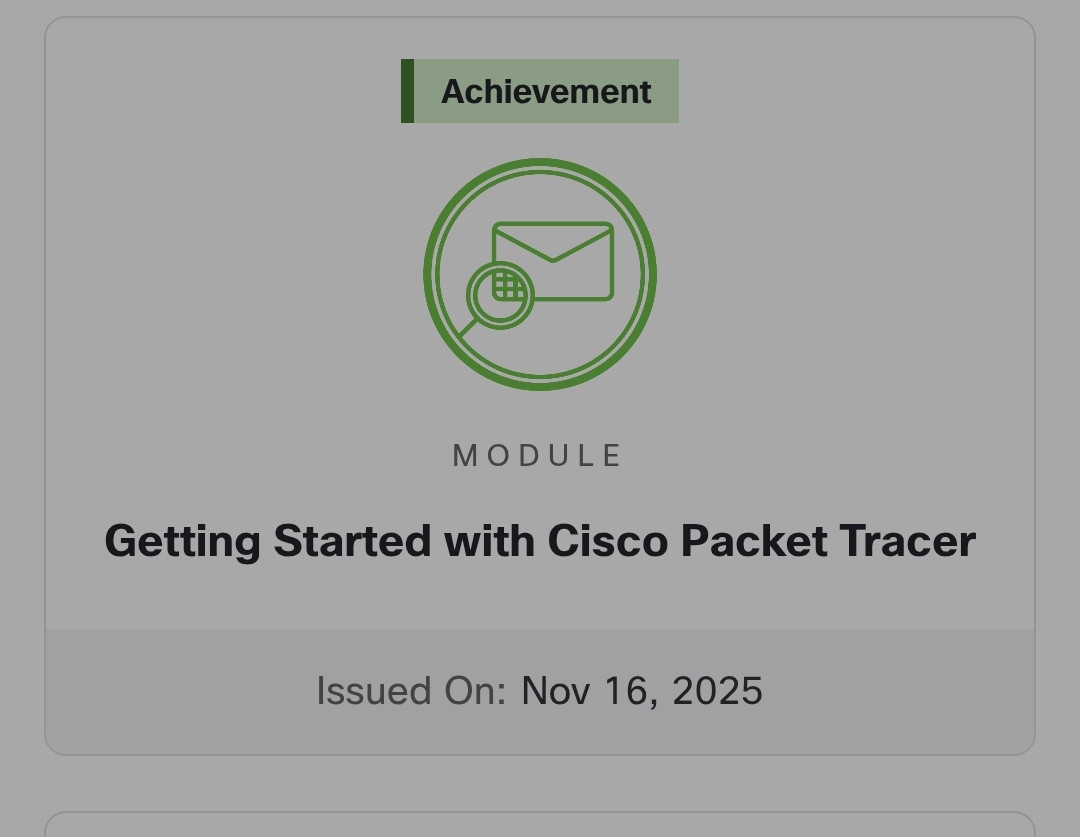 v1d239root's tweet image. #CyberSecurity  Beginner.
November (16/30)

✅ Completed the getting started with cisco packet tracer course
&amp;gt;Completed two modules of  Cisco networking basics.

#Networking