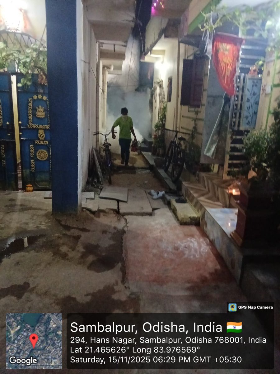 SMC_Sambalpur's tweet image. Fogging Activity Update
Fogging has been carried out at Pensionpada, Kumbharpada, and Peerbaba Chowk.
Additional fogging operations were also conducted to cover nearby vulnerable pockets, ensuring broader mosquito control in the area.
#VectorControl
