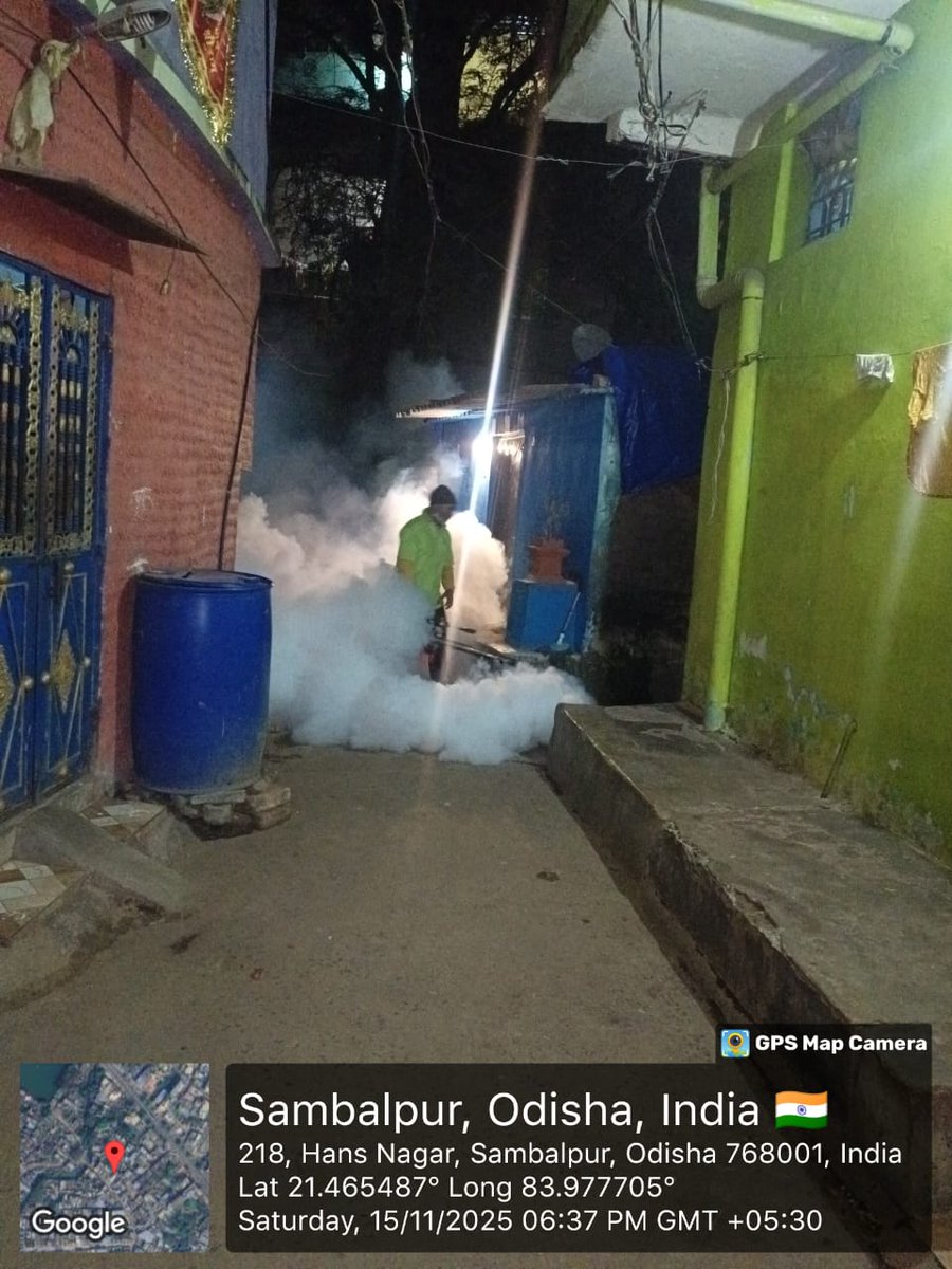 SMC_Sambalpur's tweet image. Fogging Activity Update
Fogging has been carried out at Pensionpada, Kumbharpada, and Peerbaba Chowk.
Additional fogging operations were also conducted to cover nearby vulnerable pockets, ensuring broader mosquito control in the area.
#VectorControl