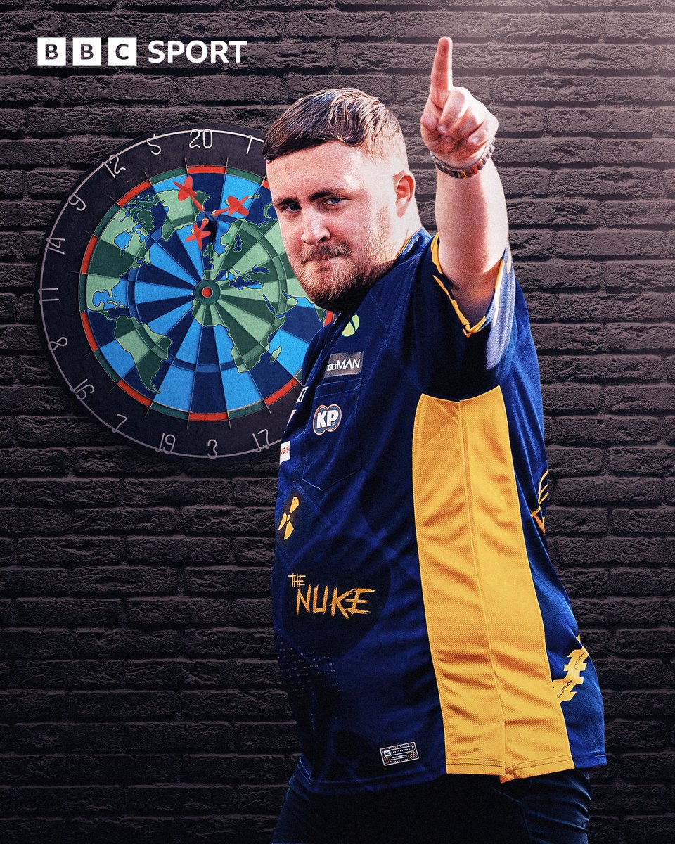BBCSport's tweet photo. 🌍 MR WORLDWIDE! LUKE LITTLER RISES TO NUMBER ONE 🎯
 
The 18-year-old new world number one aims to retain the Grand Slam of Darts title against Luke Humphries in the final, the man he replaces at the top 🔝🔥 https://t.co/BtictfREYF