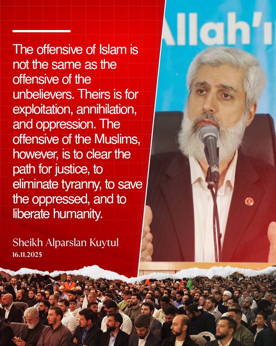 Alparslan_Eng's tweet image. The offensive of Islam is not the same as the offensive of the unbelievers. Theirs is for exploitation, annihilation, and oppression. The offensive of the Muslims, however, is to clear the path for justice, to eliminate tyranny, to save the oppressed, and to liberate humanity.…