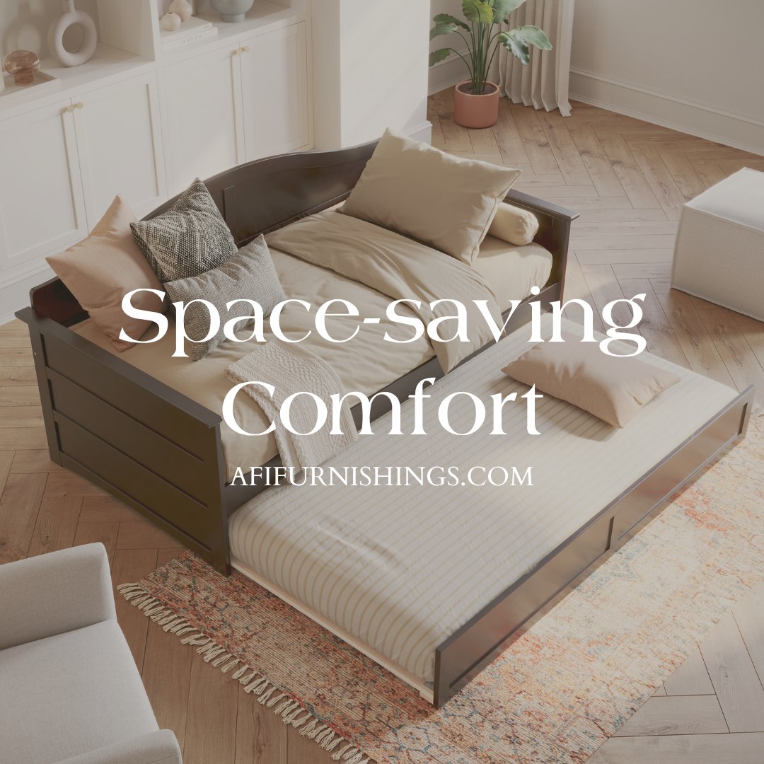 afi_furnishings's tweet image. A daybed is perfect for a guest room, living room, or any place in the house that needs a cozy spot to lounge or sleep. With a pull-out trundle, maximize space and comfort instantly.

Browse all daybeds at afifurnishings.com/daybeds/

#Daybed #ModernLivingRoom #GuestBed #Trundle