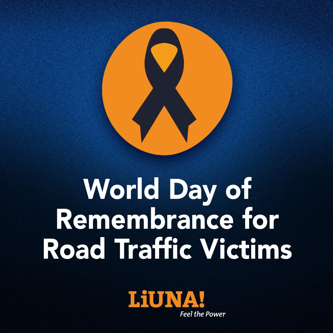 Today, the World Day of Remembrance for Road Traffic Victims, honors those who have lost their lives or been impacted by roadway incidents. Let us all remember when you're on the road to #SlowDown, stay alert &amp; obey traffic signs.

#LIUNA wants everyone to get home safely.