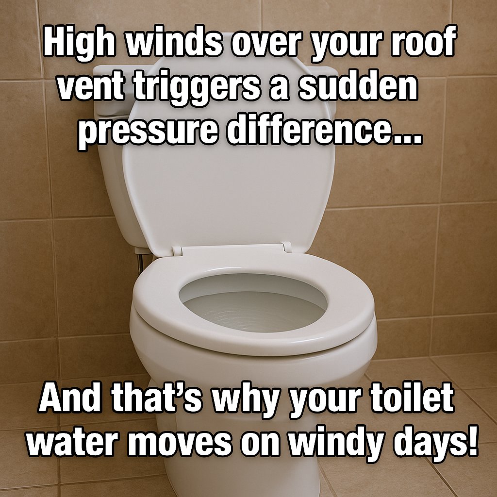 Ever notice this on windy days? Go look... I guarantee your toilet bowl water is moving! This is where plumbing and meteorology overlap.
