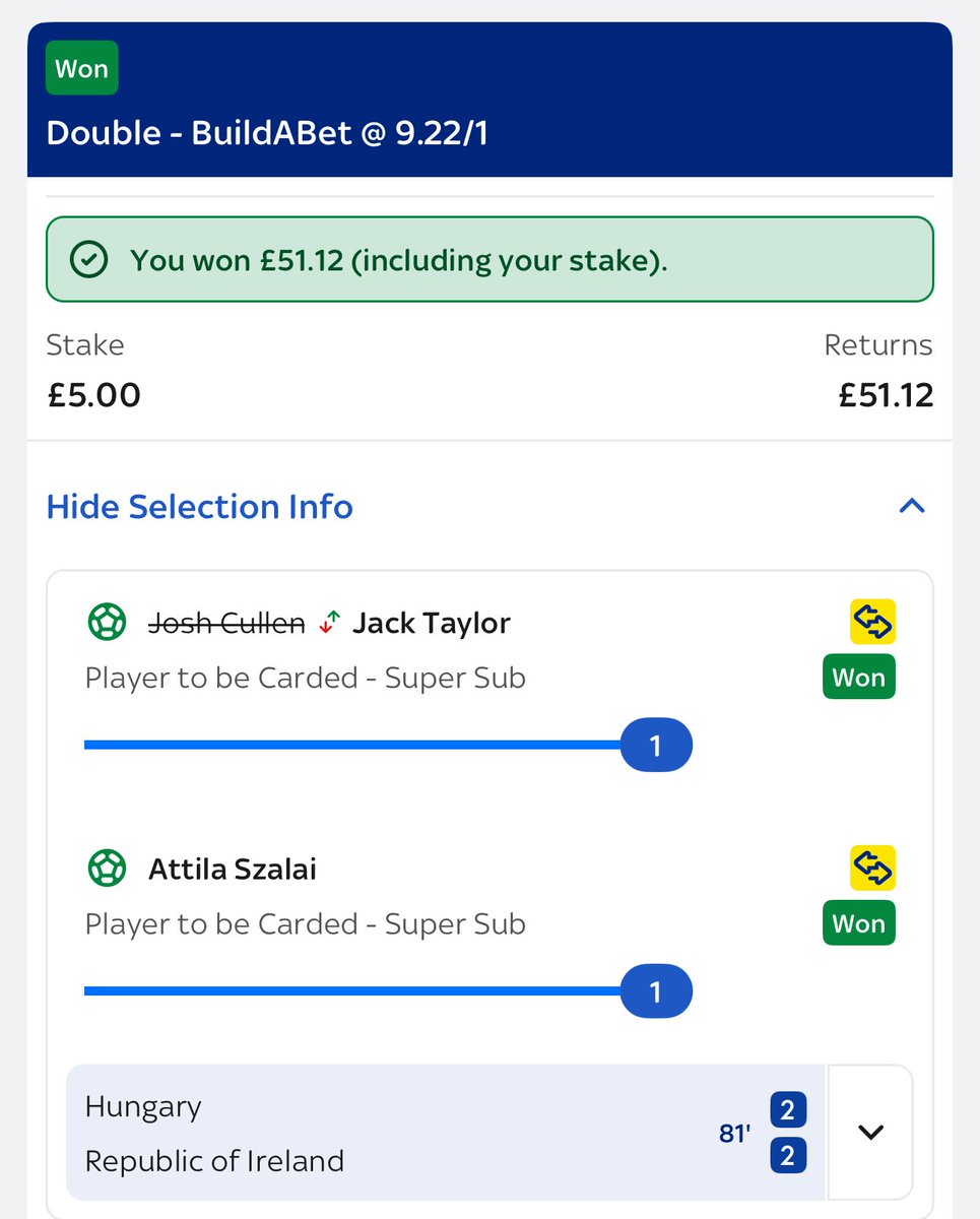 data_pitch_'s tweet image. All 3 yellow card picks landed 🟨🟨🟨

5/5 shot picks inside the first half 🔥

Hungary 7 corners ✅

Perfect sweep from the DataPitch stat pack.

Join us on Telegram for live updates &amp;amp; in-play angles, link in bio.

#HUNIRL #WCQualifiers26 #Hungary #Parrott #Ireland