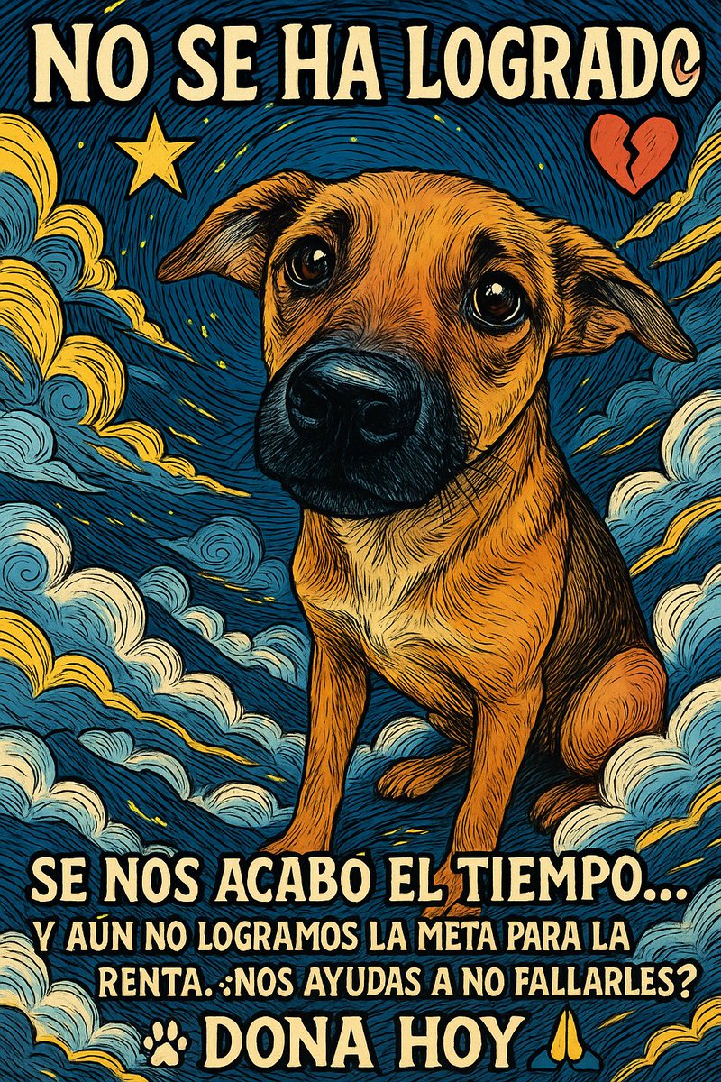Querida comunidad 🐾

La realidad es dura: la meta no se alcanzó y el reloj ya se detuvo.

Pero aún hay esperanza si alguien del otro lado de la pantalla decide ayudar ❤️‍🩹

Tu donación, por pequeña que sea, puede cambiar el destino de muchos animalitos rescatados.

No nos dejen 😔