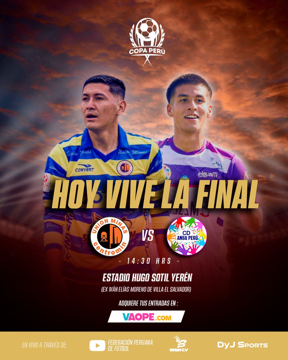 𝗗𝗶́𝗮 𝗱𝗲𝗰𝗶𝘀𝗶𝘃𝗼 𝗲𝗻 𝗹𝗮 𝗖𝗼𝗽𝗮 𝗣𝗲𝗿𝘂́:
𝗵𝗼𝘆 𝘀𝗲 𝗱𝗲𝗳𝗶𝗻𝗲 𝗮𝗹 𝗰𝗮𝗺𝗽𝗲𝗼́𝗻.🏆

Unión Minas Centromin 🆚 Deportivo ANBA

#copaperú