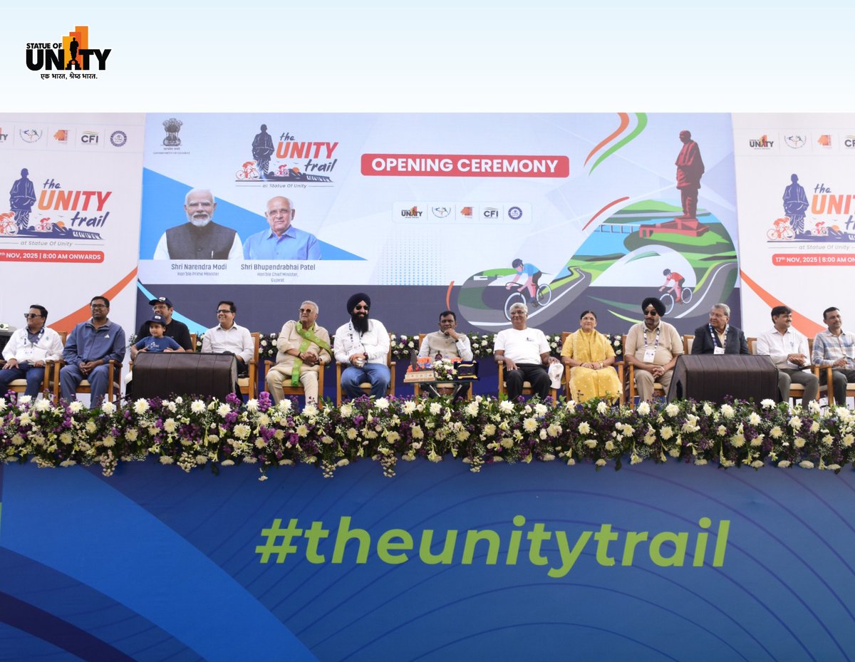 souindia's tweet image. The journey begins!

The event started today with great enthusiasm, setting the tone for two days of thrilling Unity Trails cycling.#EktaNagar #StatueOfUnity #150YearsOfSardarPatel