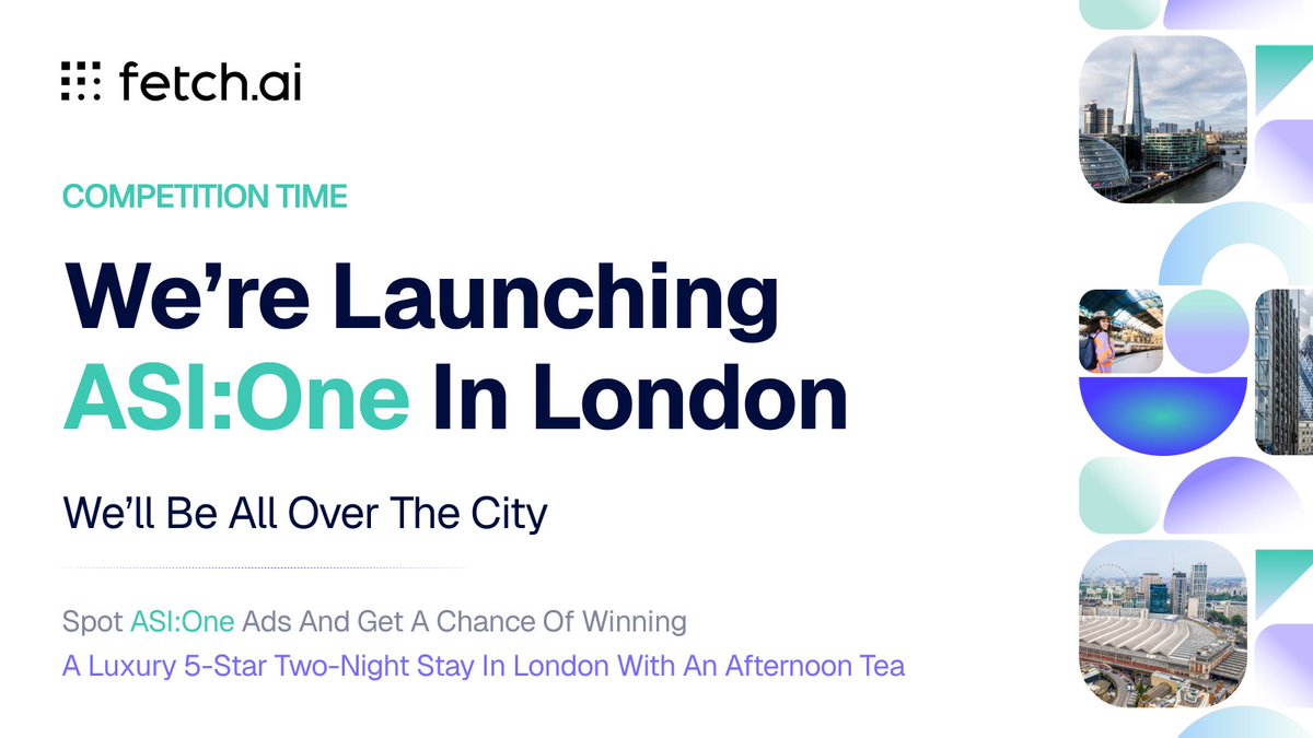 Fetch_ai's tweet image. 🚨 We’re launching ASI:One in London on the 17th of November.

From Kings Cross to Waterloo, Earls Court to Liverpool Street. We’ll be all over the city.

Spot ASI:One ads, enter our competition and get a chance of winning a luxury 5-star two-night stay in London with an…