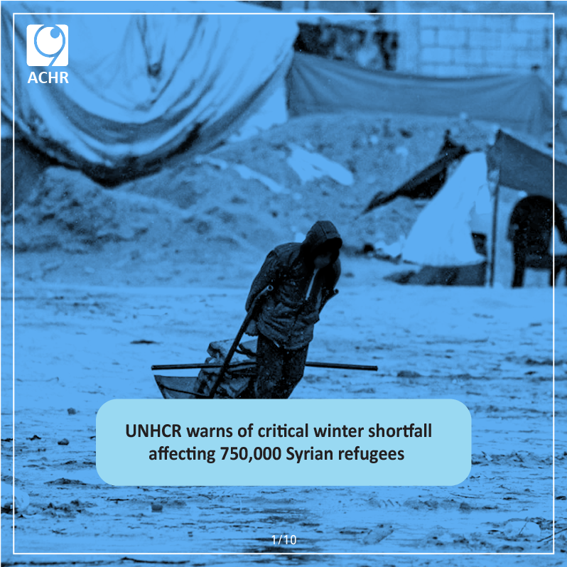 Our weekly newsletter:

1. UNHCR warns of critical winter shortfall affecting 750,000 Syrian Refugees

On 11 November, #UNHCR cautioned that dwindling international funding could leave millions of refugees and displaced people facing a harsh winter without essential support.