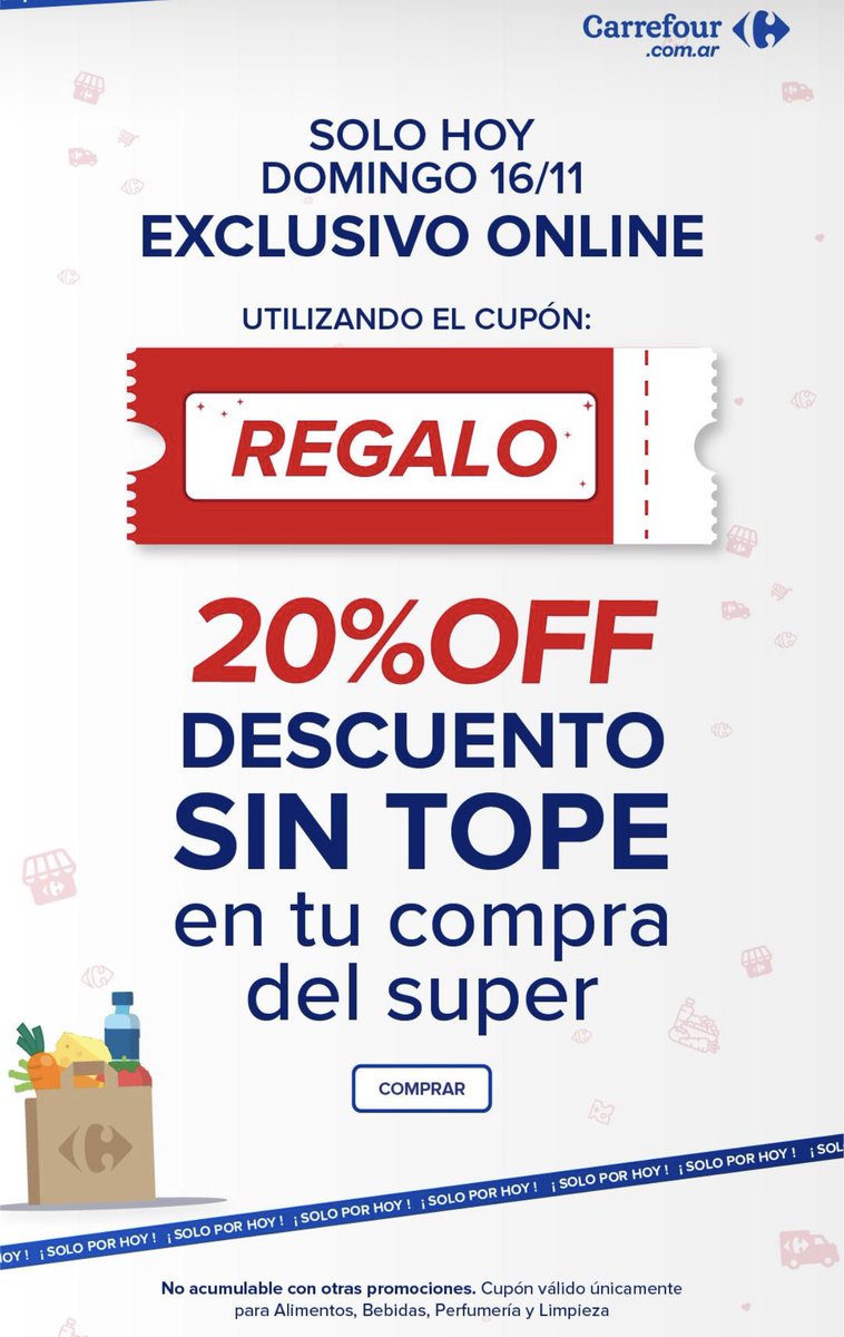 tbdescuentos's tweet image. Cupón para usar en Carrefour 
#carrefour #supermercados #cupon #argenrina