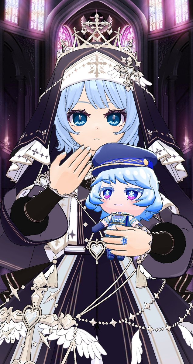 本日の1:23沙雪ちゃんポストはシスターの沙雪ちゃんを💙❄⛪ 可愛い