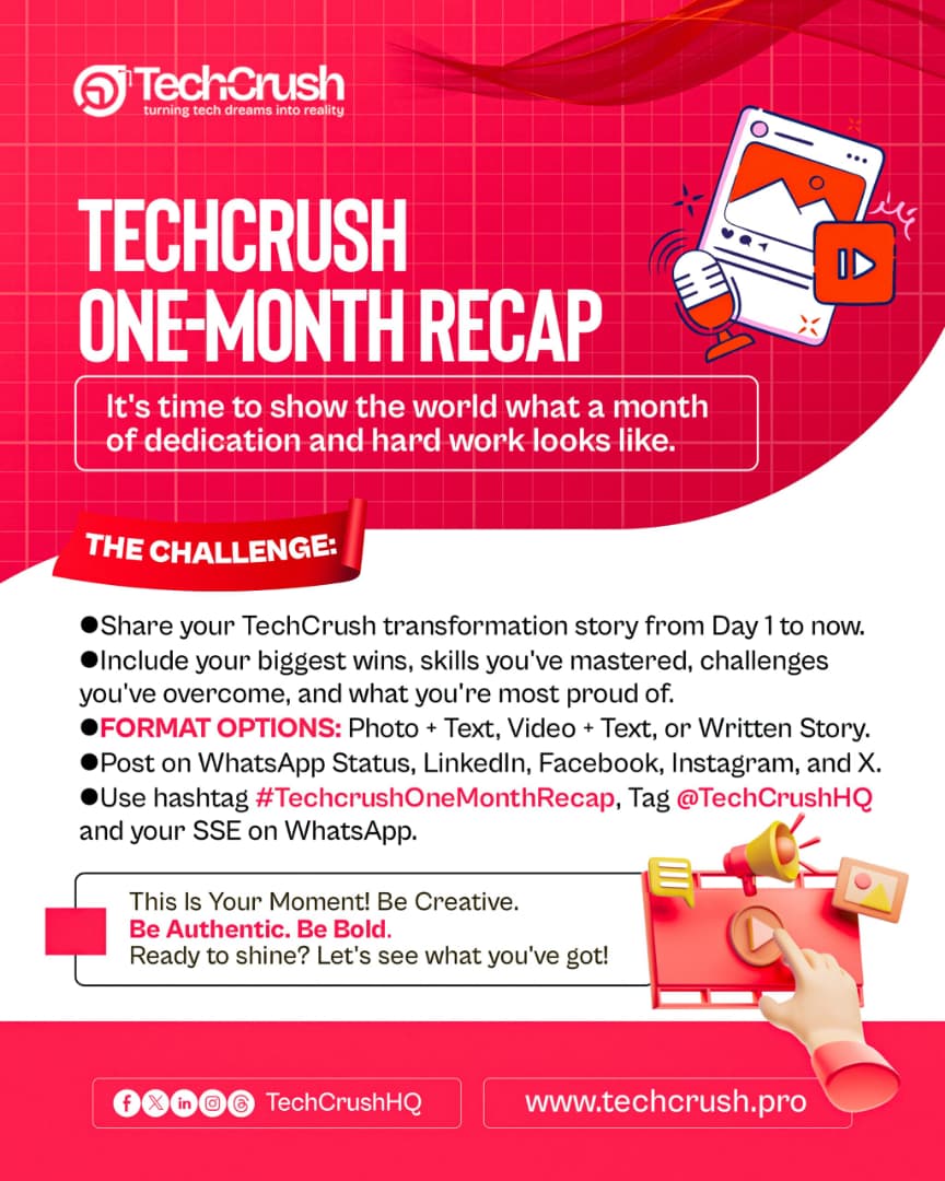 AdaoraChima's tweet image. Thank you Techcrush for the opportunity to be a Techie. I&apos;m 🙂‍↔️ now on a journey to becoming a VA 😁 #techcrushoneMonthRecap