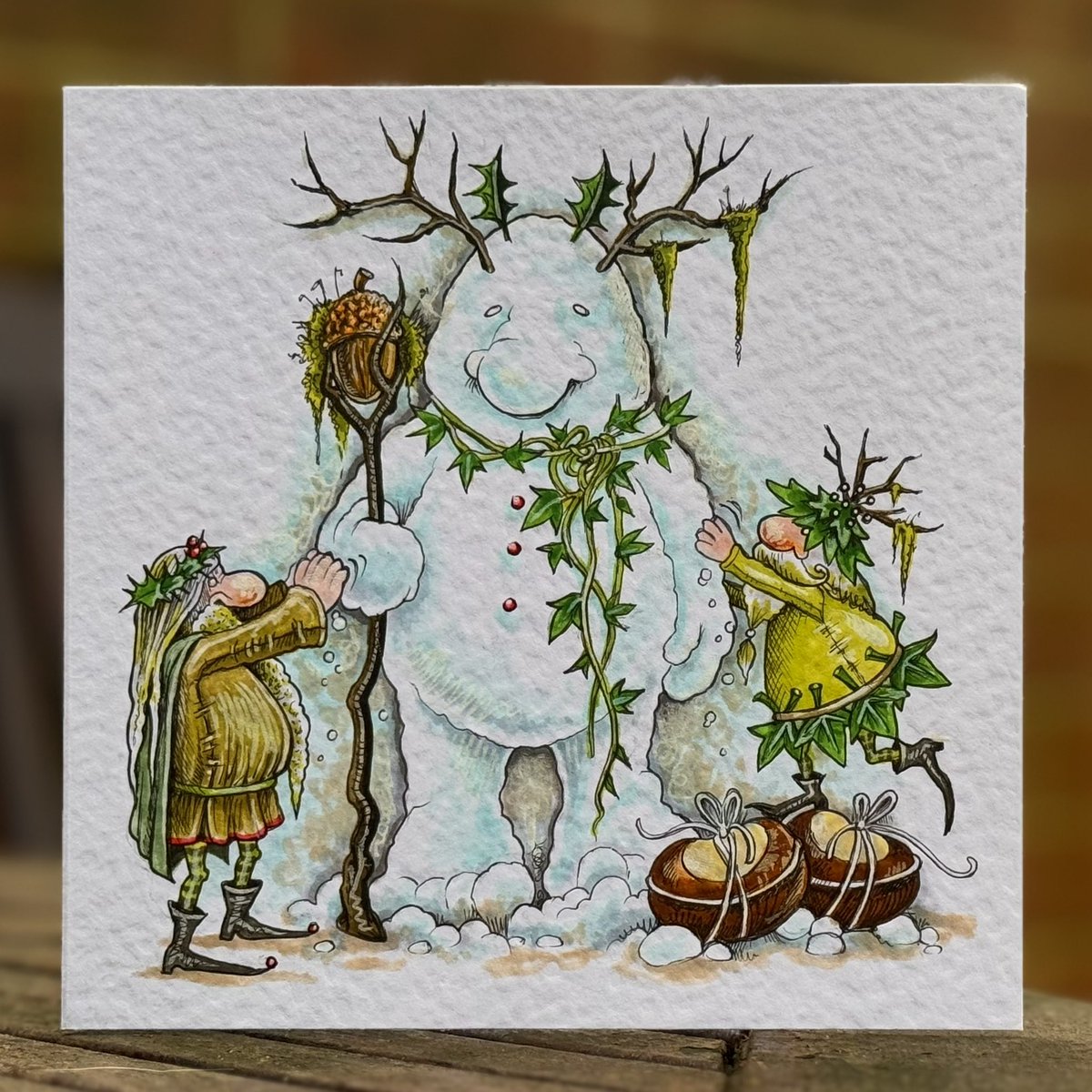 Mother: Excellent. Can you do me another?
Me: Thanks Mum. What were you thinking?
Mother: Holly and ivy with snowman. 
Me: