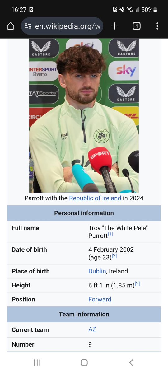 Troy Parrott's Wikipedia has been updated! 🤣
