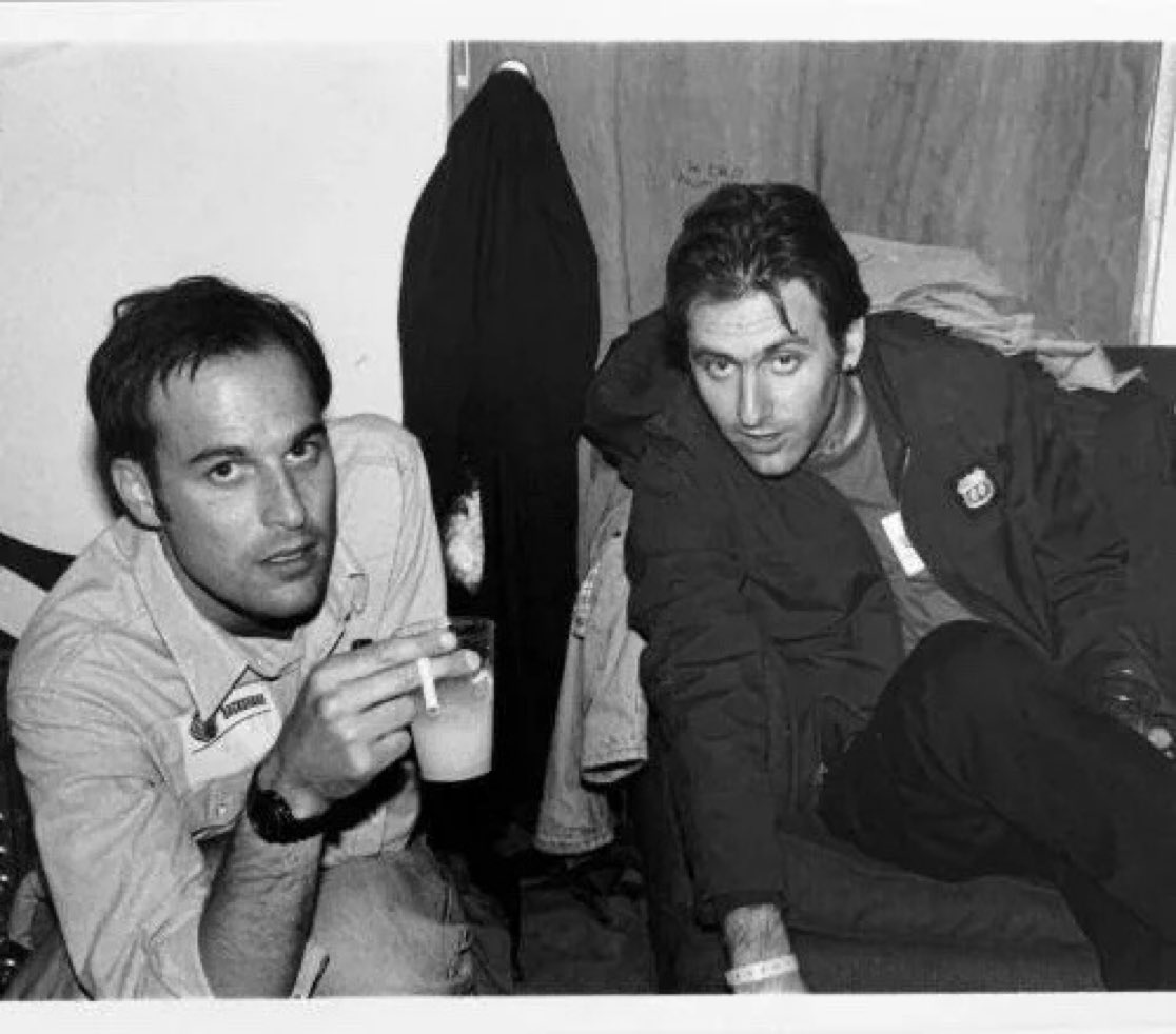 David Berman and Gregg Turkington hanging out backstage at a Link Wray show.1997