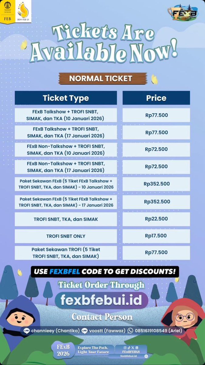 flisyaa_'s tweet photo. @mutiabelajar Hai! Gue Felisya dari FEB UI. Denger-denger pengen ikut FEXB nih? Yuk ikut open house + tryout akbar SIMAK &amp; UTBK! Kesempatan bagus buat ngerasain jadi mahasiswa FEB UI sehari. Kalo ada yang mau ditanya, feel free ya! Thank you <3 https://t.co/JkEZK9E1p4