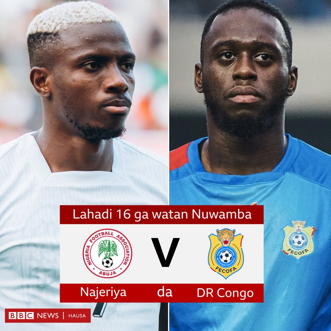 Wasa mai muhimmanci! ⚽

Idan Najeriya ta yi rashin nasara ba za ta samu gurbin zuwa gasar Kofin Duniya ba, amma idan ta doke Congo tana da dama ta hanyar buga wasan cike gurbi tsakanin ƙasashe daga nahiyoyi daban-daban.

Ko Super Eagles za ta bai wa ƴan Najeriya farin ciki?