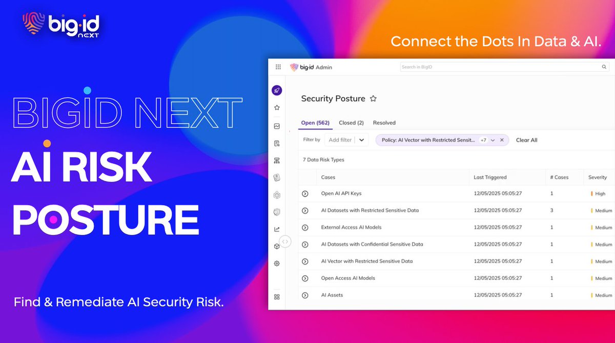 bigidsecure's tweet image. Find and remediate AI security risks before they become threats, only with BigID. Identify sensitive data fueling your AI models and automate risk reduction with precision and speed.

Protect your AI-powered future: bit.ly/3KFeMw0