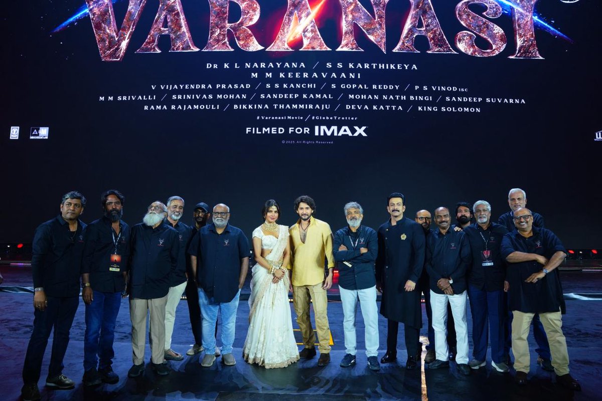 Cherished frames from the #Varanasi GlobeTrotter event 💥💥

<a href="/ssrajamouli/">rajamouli ss</a> <a href="/urstrulyMahesh/">Mahesh Babu</a> <a href="/priyankachopra/">PRIYANKA</a> <a href="/PrithviOfficial/">Prithviraj Sukumaran</a> <a href="/mmkeeravaani/">mmkeeravaani</a> <a href="/SriDurgaArts/">Sri Durga Arts</a> <a href="/SBbySSK/">Showing Business</a> @tseries <a href="/thetrilight/">thetrilight</a> <a href="/JioHotstar/">JioHotstar</a> @varanasimovie