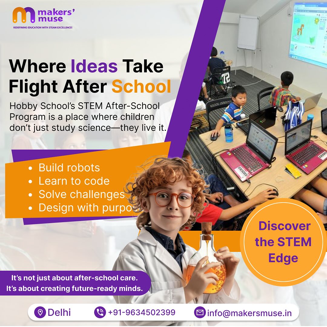 makers_muse's tweet photo. At Makers’ Muse STEM After-School Program, kids don’t just learn science  they live it. 
 Build robots
 Code
 Think critically
 Create with real tools
A space where curiosity grows and future-ready minds are made. 
#STEMEducation #AfterSchoolProgram https://t.co/hgTfdT89RL