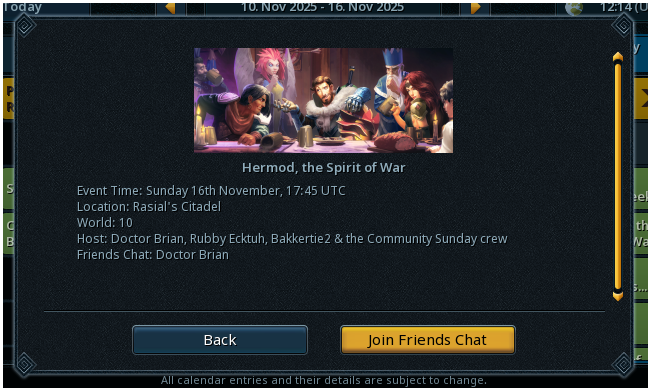 In 5 hours <a href="/Doctor_BrianRS/">Doctor Brian 🇳🇱</a>, <a href="/Rubby_Ecktuh/">Rubby Ecktuh</a>, <a href="/bakkertie2/">Erik - Bakkertie2</a> and the Community Sunday crew will trim down Hermod's armour. If you need Hermodic plates, KC for the pet, the pet or just need help, feel free to join us. We will also be in the <a href="/RuneScape/">RuneScape</a> discord! #RScommunitysunday