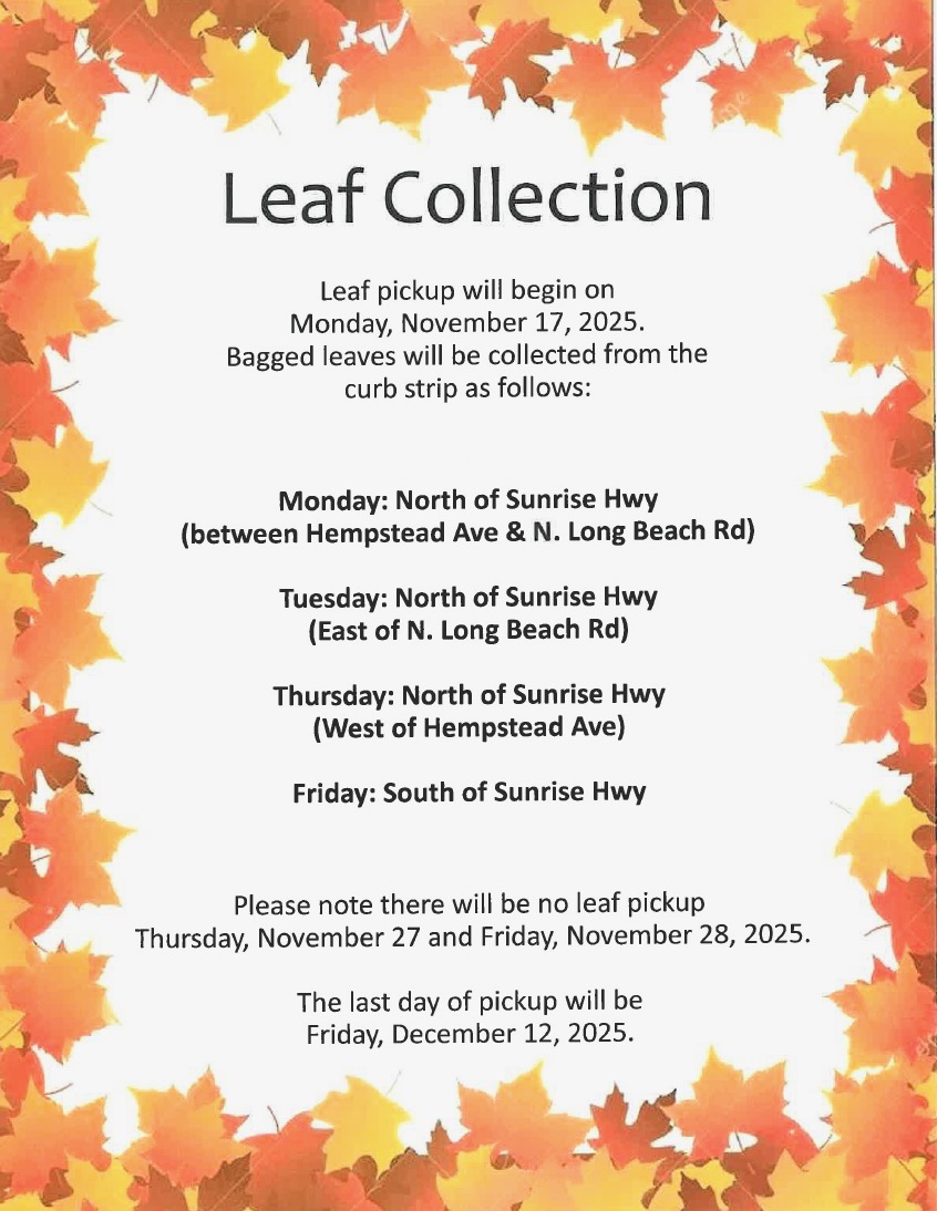 Leaf pickup will begin on Monday, November 17, 2025.