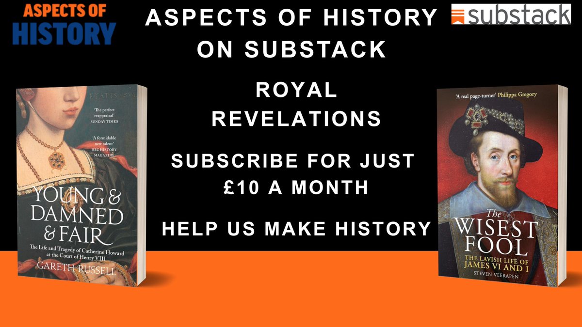 AspectsHistory's tweet image. #Substack in November
Royal Revelations
Hampton Court: Theatre of the Modern Monarchy by @garethrussell1
James I: The Wisest Fool, by @stevenveerapen
amazon.co.uk/Wisest-Fool-La…

Please support and subscribe
aspectsofhistory.substack.com

#royalfamily #historylovers #historyteacher