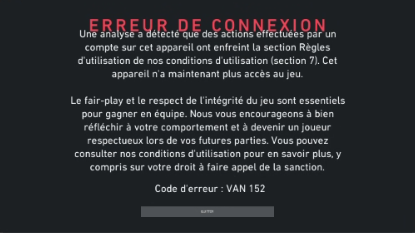 Phalk__'s tweet image. Je suis hwid ban de valorant / donc ban pc , alors que j'ai jamais installé de cheat ni rien du tout ni logiciel tiers a part pour teamfights tactics. Et quand je fais des tickets sur le support de riot je reçois que des réponses automatiques sans me donner de détails, help @ svp