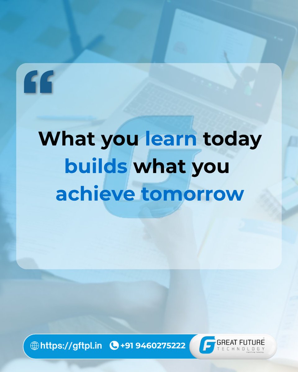 GreatFutureTech's tweet image. Knowledge shapes progress.

Every lesson learned today becomes the foundation for tomorrow’s accomplishments.
Let’s stay committed to growth, learning, and continuous improvement one step at a time.

#LearningJourney #GrowthMindset #SkillBuilding #GFTPL #GFTPLTeam