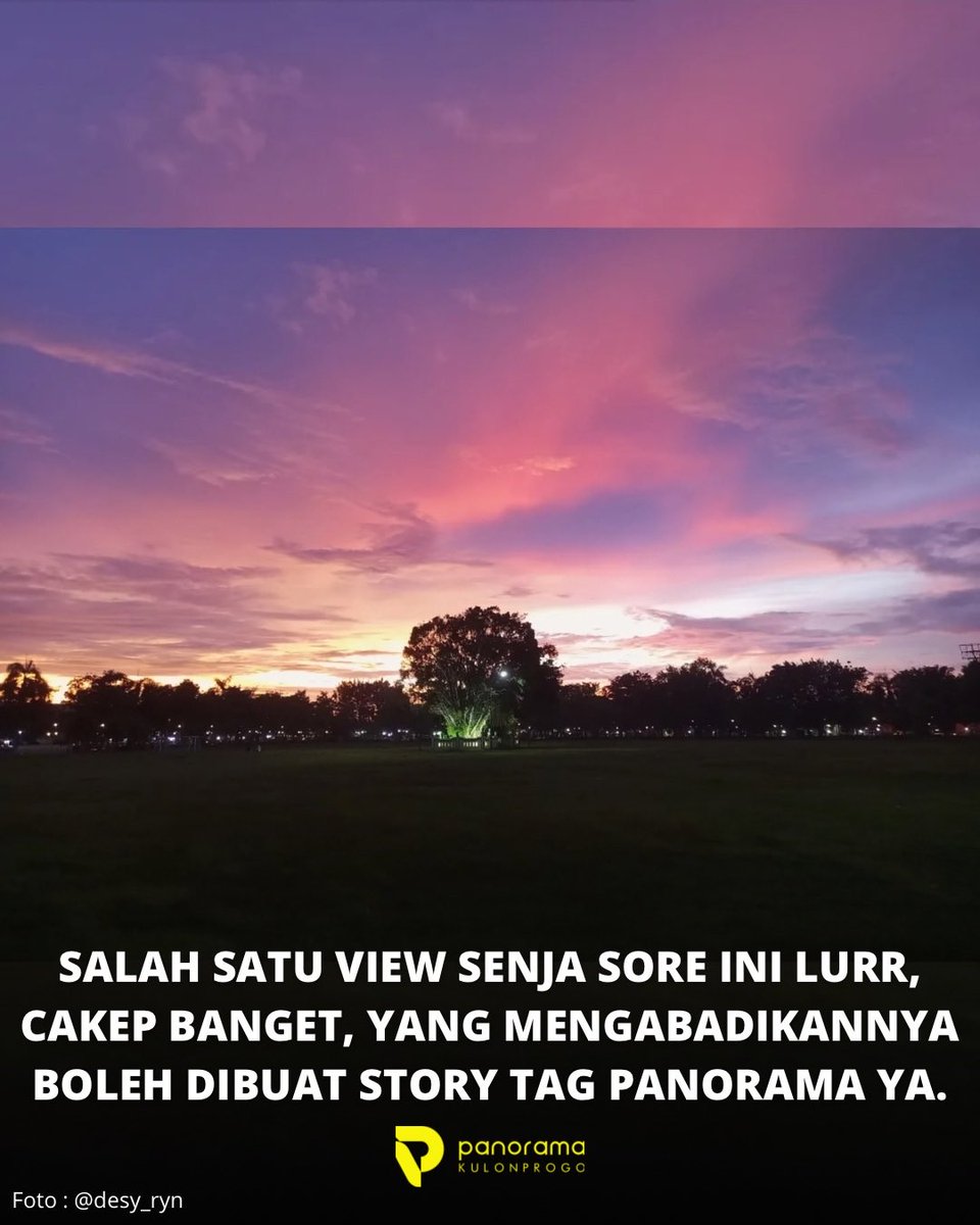 panoramaKP's tweet image. ● Salah satu view SENJA sore ini lurr, cakep banget, yang mengabadikannya boleh dibuat story tag panorama ya.

● Foto dikirim oleh : @desy_ryn 
● Lokasi : Alun-alun Wates, Kapanewon Wates, Kulon Progo, Yogyakarta.
#panoramakulonprogo
#kulonprogo
#jogja