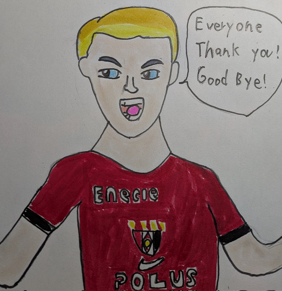 最近マリウスホイブラーテン選手のイラスト描いたよ。今までありがとう