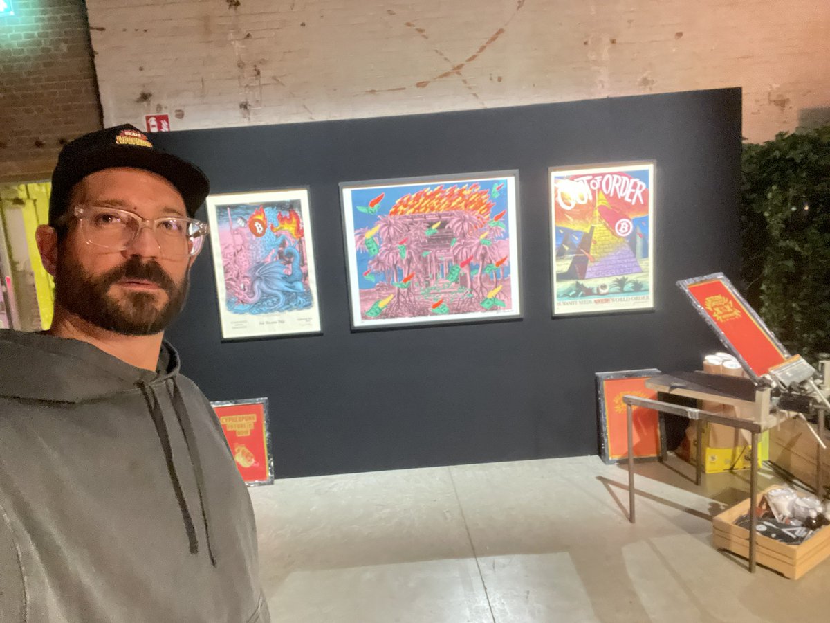 I'm back from <a href="/BitcoinConfEUR/">Bitcoin Amsterdam</a> Amsterdam, it was really well organized in a beautiful setting full of great people, I talked to everyone who was interested in my art and screenprinting and it was fun.
Thanks <a href="/denimBTC/">DENIM™️👖</a> <a href="/scarcedotcity/">Scarce.City</a> <a href="/DavidFBailey/">David Bailey🇵🇷 $1.0mm/btc is the floor</a> …
And see you soon my great