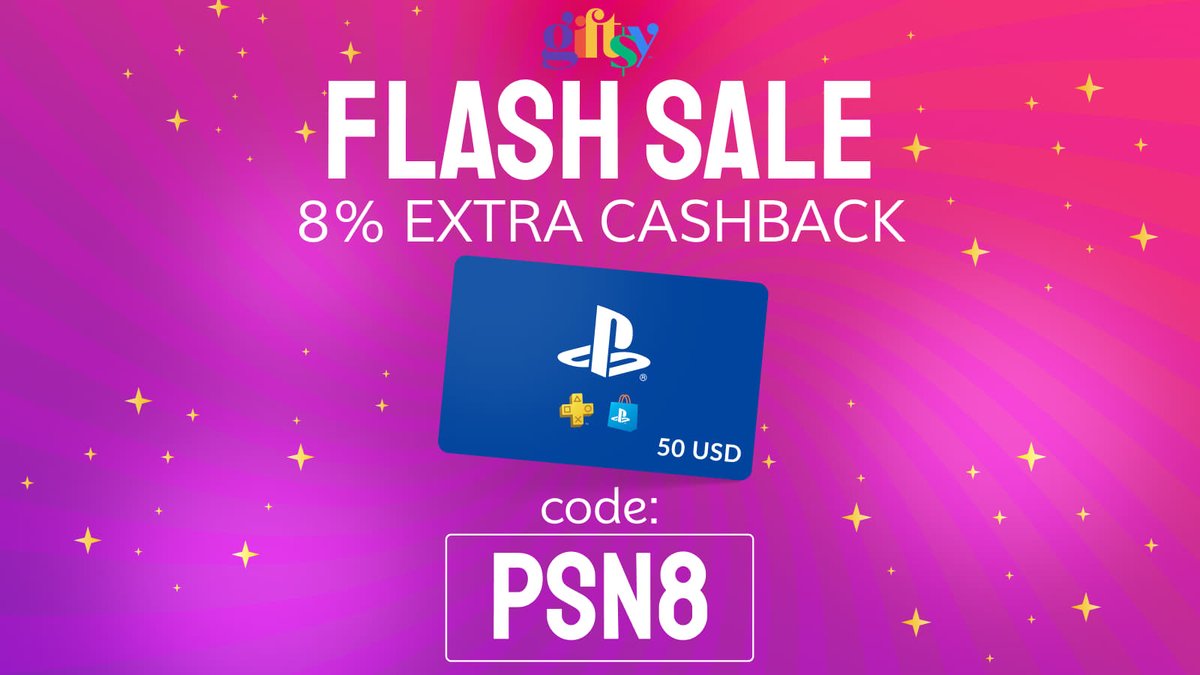 🔥 Flash Sale!
Enjoy +8% extra cashback on PlayStation 50 USD gift cards with code PSN8 🎮
Limited time only!
👉 giftsy.com/en/psn-gift-ca…
