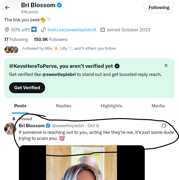 KevsHereToPerve's tweet image. hey this is from the real bri, but i get profiles message me pretending to be her, i hope this stops it now ty